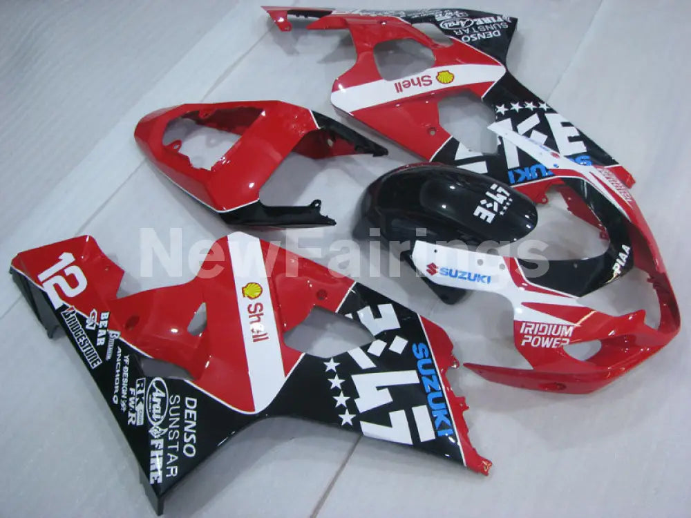Red and Black White Factory Style - GSX-R750 04-05 Fairing Kit
