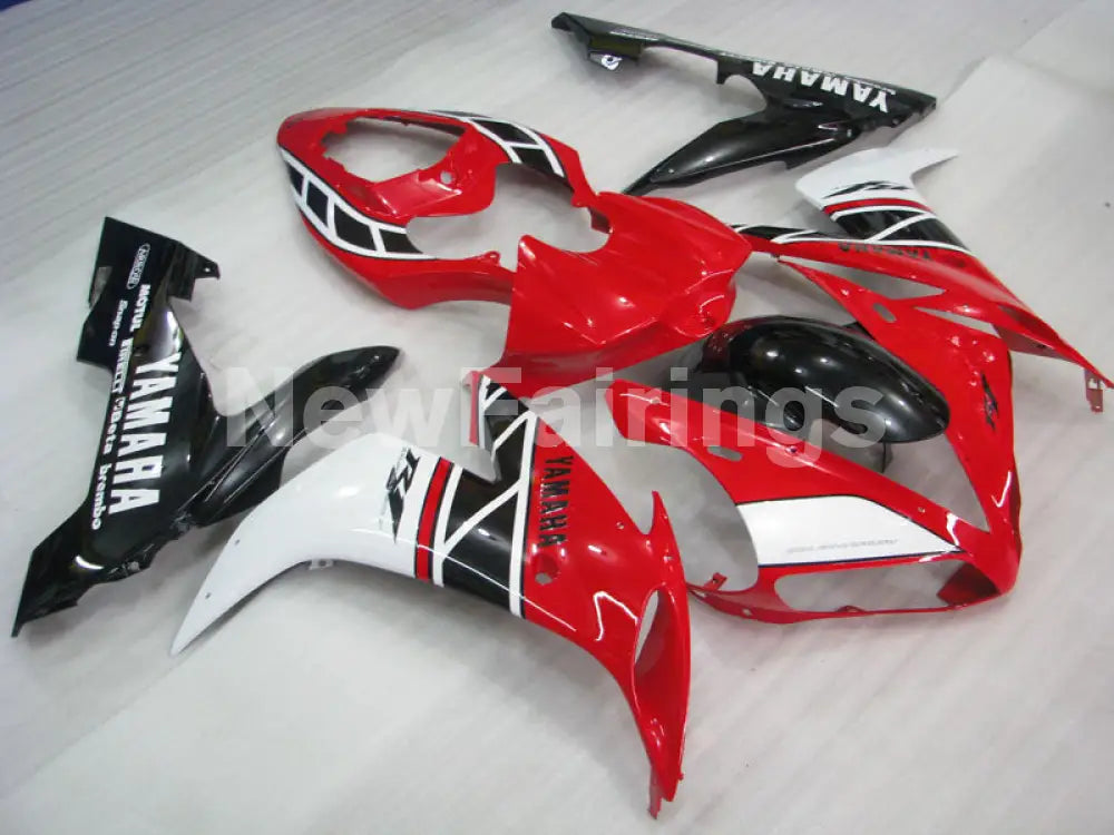 Red and Black White Factory Style - YZF-R1 04-06 Fairing Kit