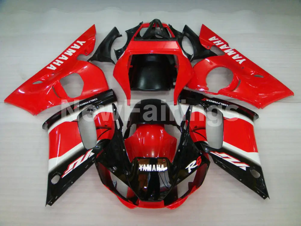 Red and Black White Factory Style - YZF-R6 98-02 Fairing Kit