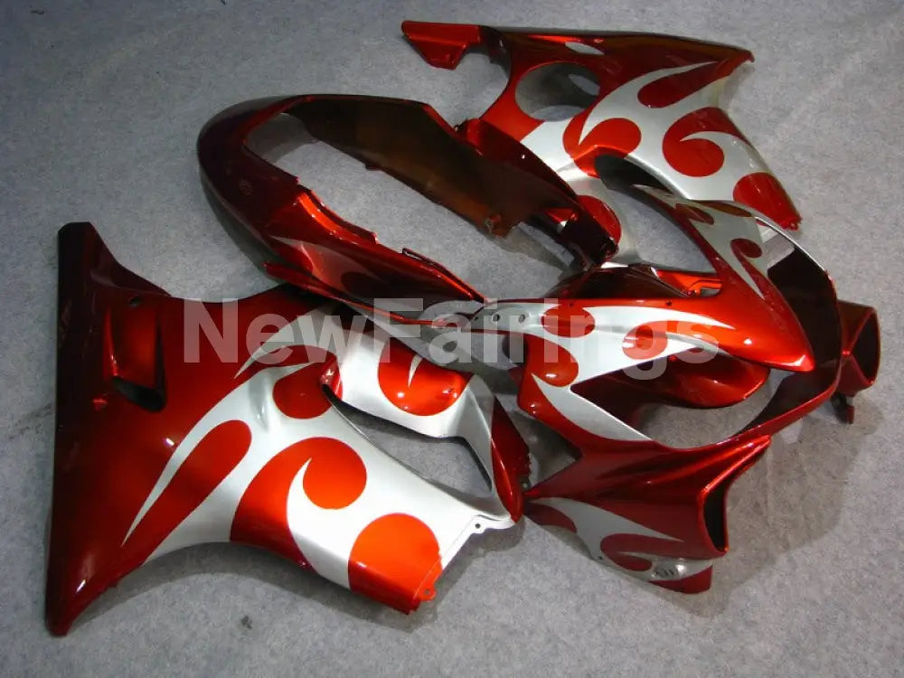 Red and Silver Flame - CBR600 F4i 04-06 Fairing Kit