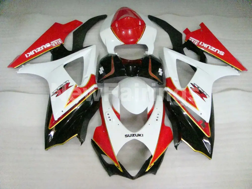 Red and White Black Factory Style - GSX-R1000 07-08 Fairing Kit