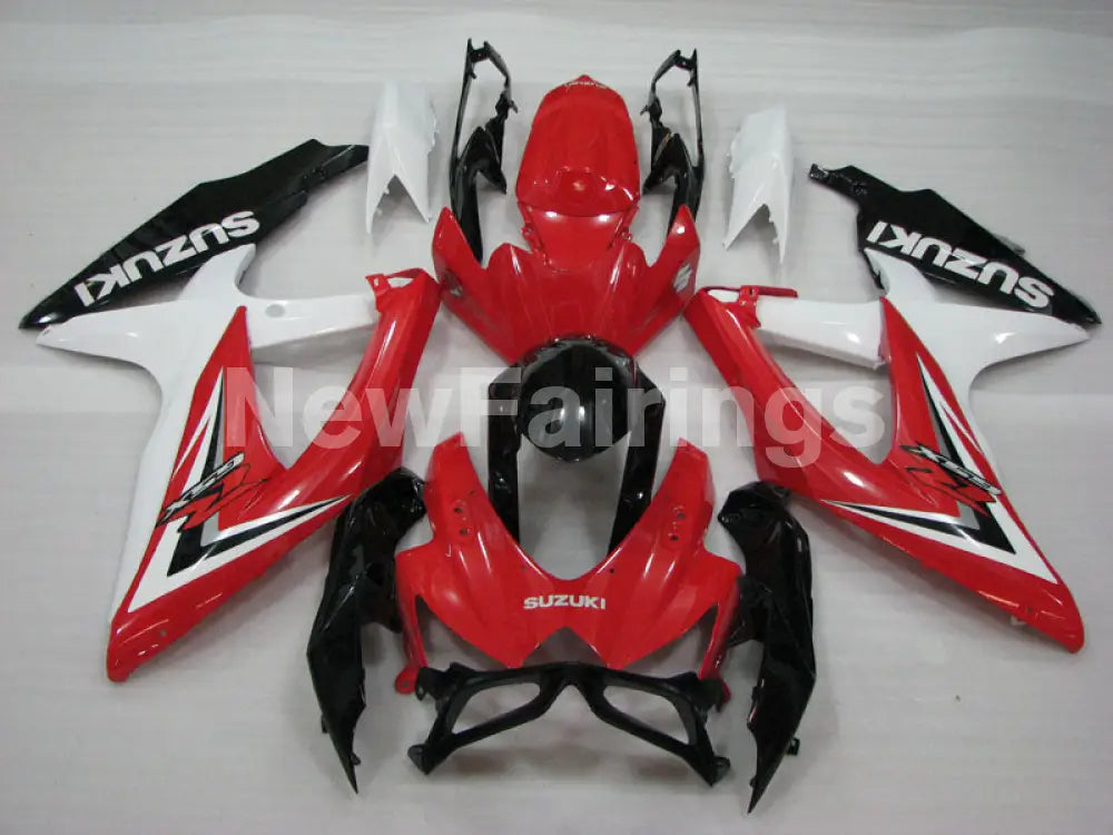 Red and White Black Factory Style - GSX-R600 08-10 Fairing Kit