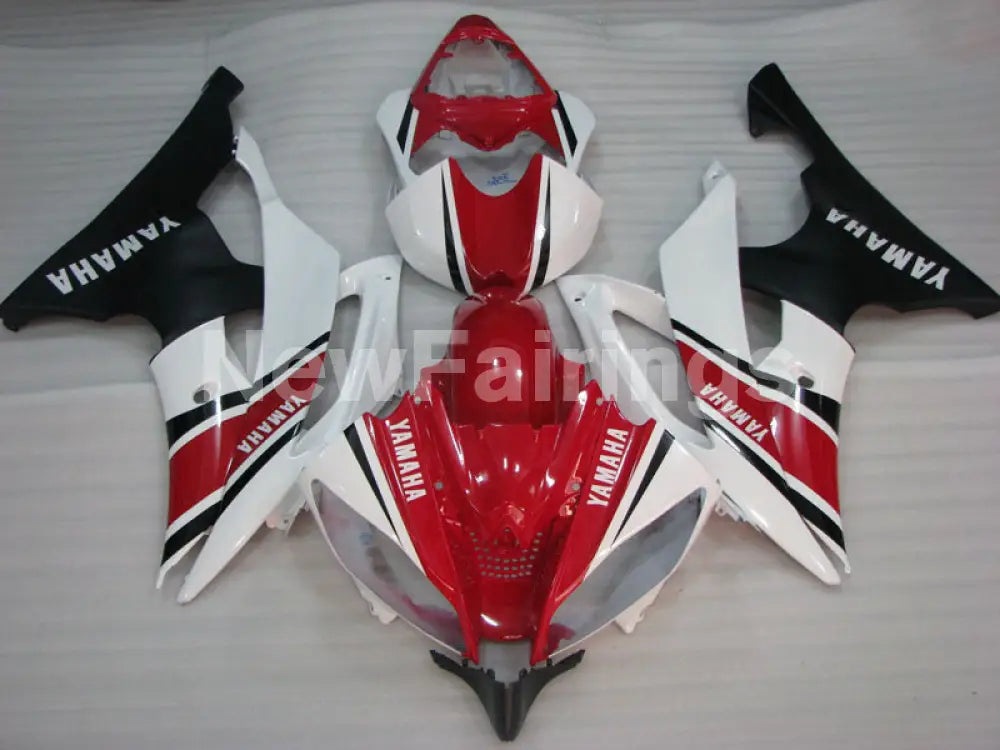 Red and White Matte Black Factory Style - YZF-R6 08-16 Fairing Kit