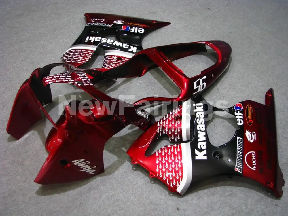 Red and Black FUCHS - NINJA ZX-6R 00-02 Fairing Kit