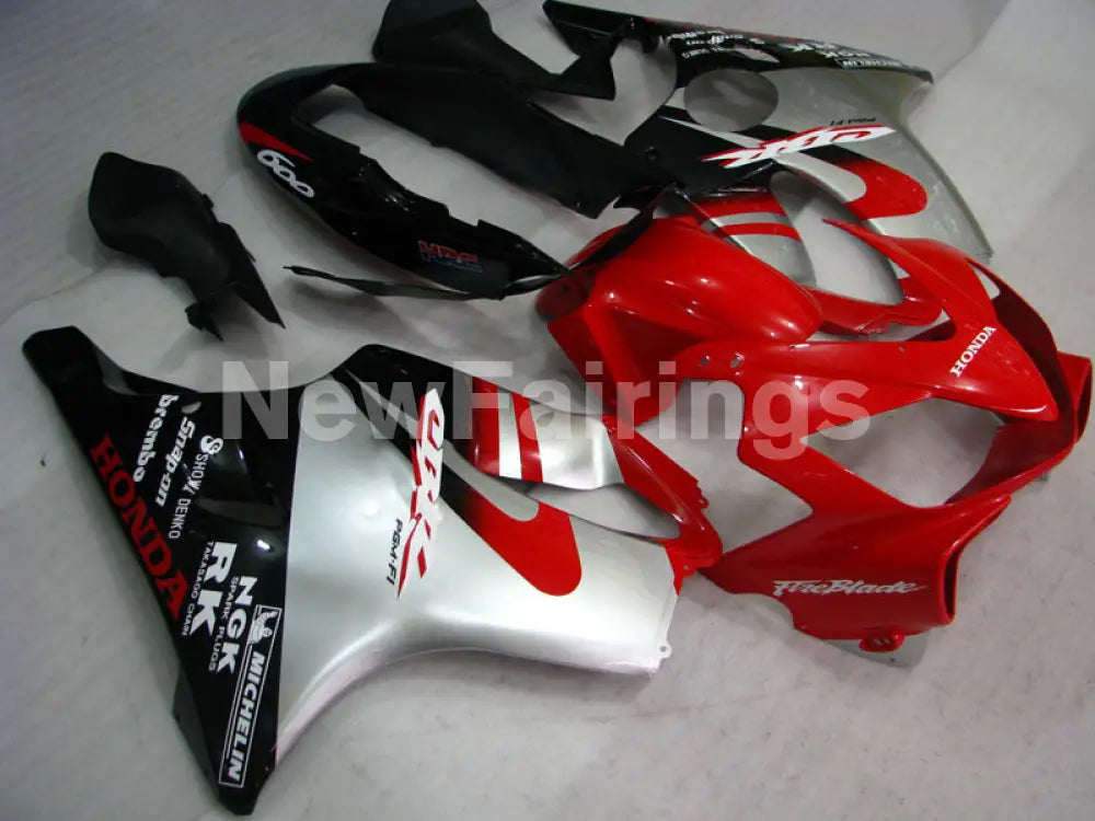Red and Black Silver Factory Style - CBR600 F4i 04-06 Fairing Kit