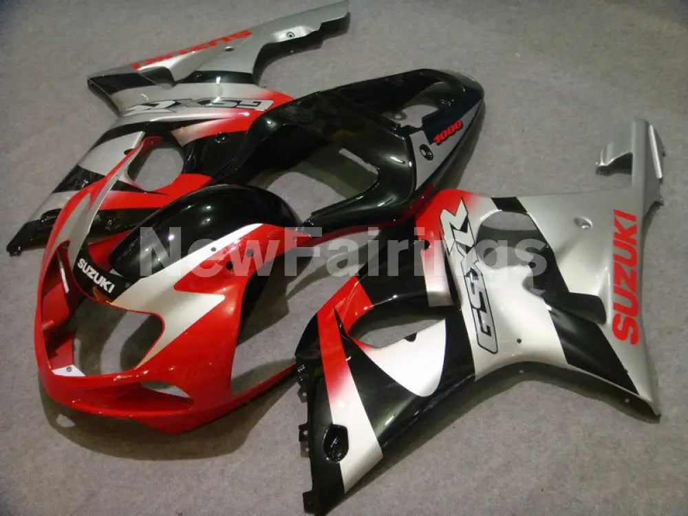 Red and Black Silver Factory Style - GSX-R1000 00-02 Fairing Kit