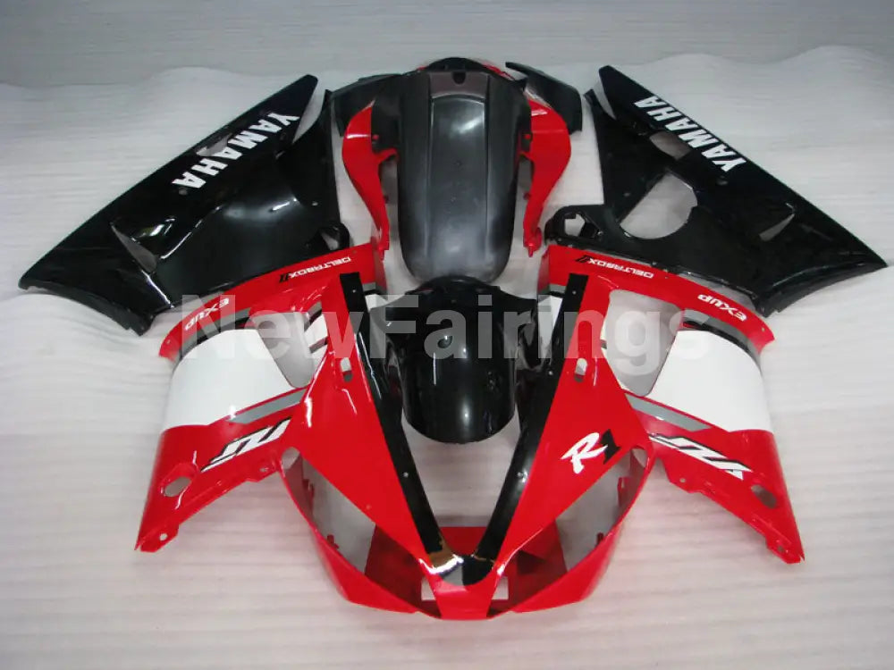 Red and Black White Factory Style - YZF-R1 00-01 Fairing Kit