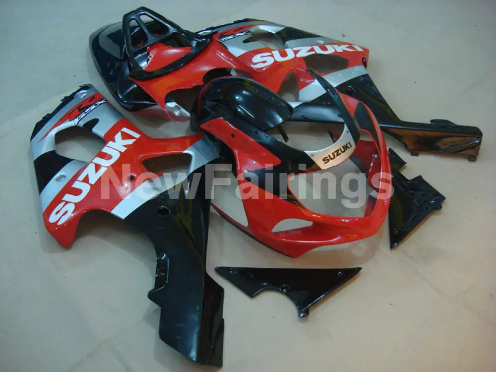 Red and Silver Black Factory Style - GSX-R1000 00-02 Fairing Kit