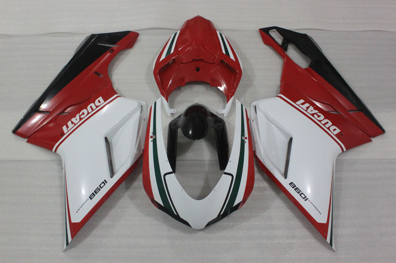 Red and White Black Factory Style - Ducati 1098 07-11 Fairing Kit