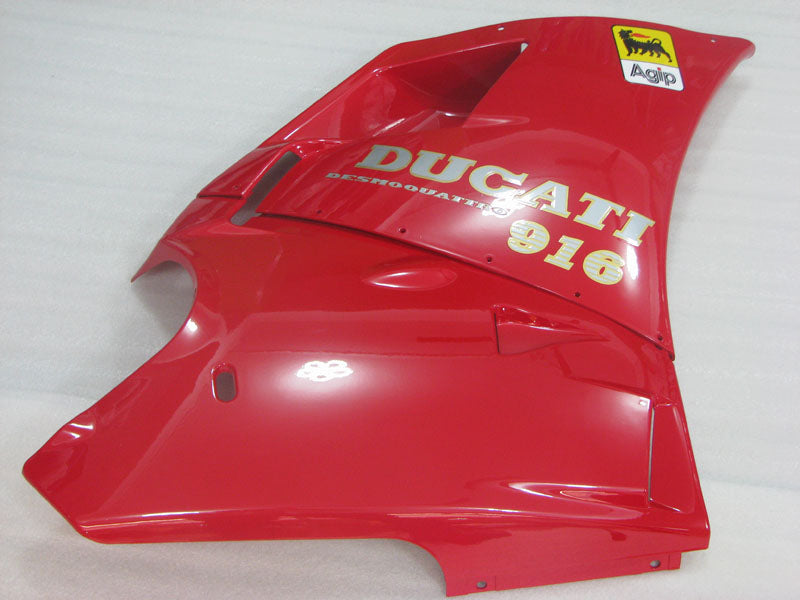 Red and White Black Factory Style - Ducati 916 96-02 Fairing Kit (Single Passenger Seat)