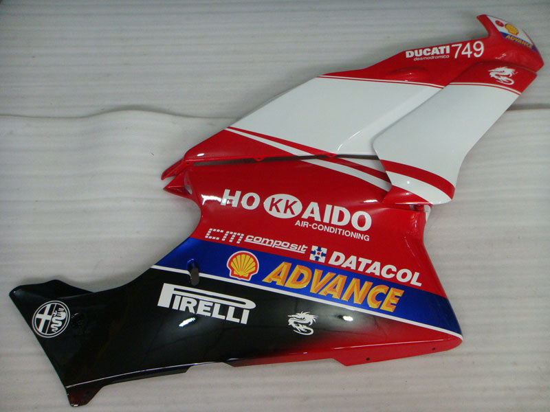 Red and White Black PIRELLI - Ducati 749 05-06 Fairing Kit (Single Passenger Seat)