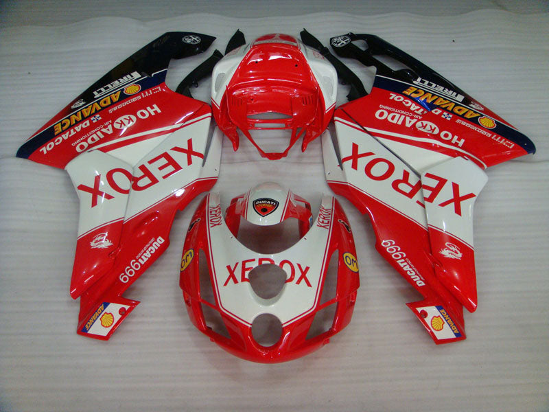 Red and White Black Xerox - Ducati 999 03-04 Fairing Kit (Single Passenger Seat)