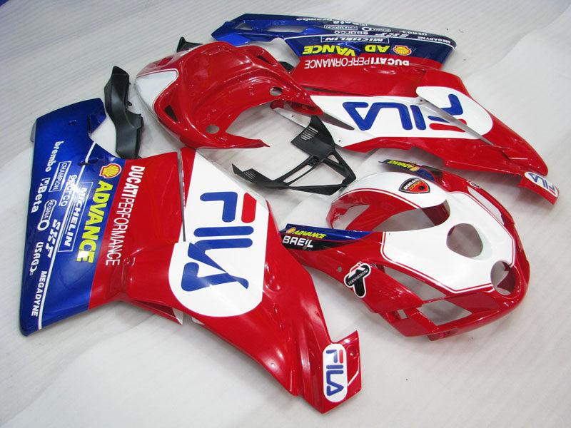 Red and White Blue FILA - Ducati 749/999 03-04 Fairing Kit (Single Passenger Seat)