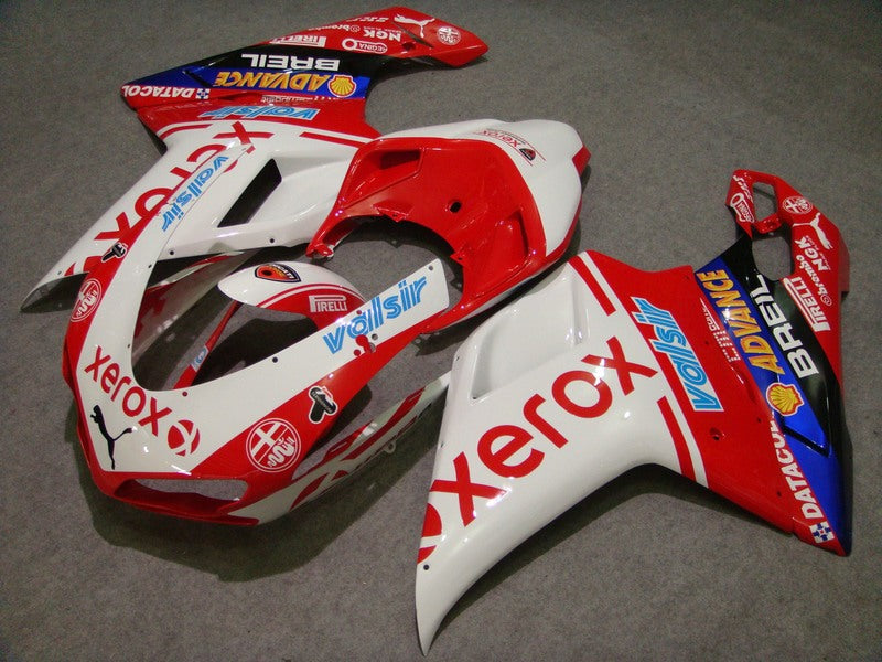 Red and White Xerox - Ducati 848/1098/1198 07-11 Fairing Kit (Single Passenger Seat)