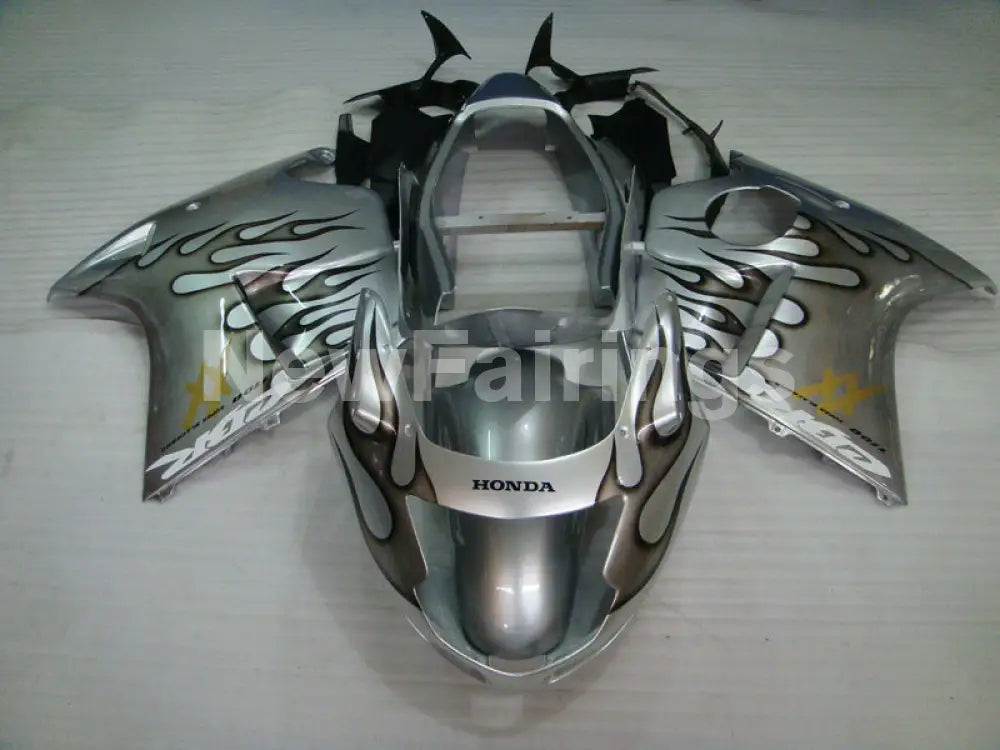 Silver and Black Flame - CBR 1100 XX 96-07 Fairing Kit