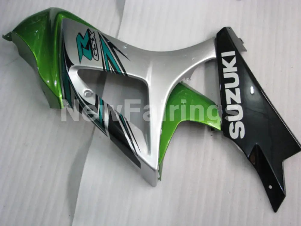 Silver and Green Black Factory Style - GSX-R1000 07-08 Fairing Kit