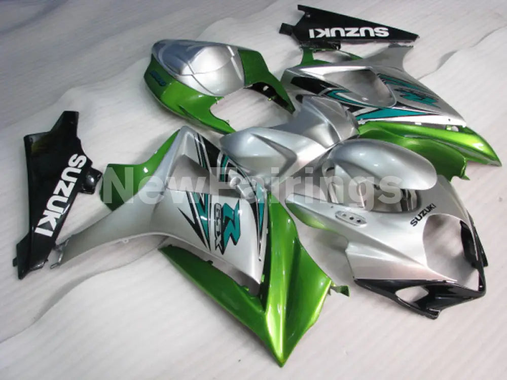 Silver and Green Black Factory Style - GSX-R1000 07-08 Fairing Kit
