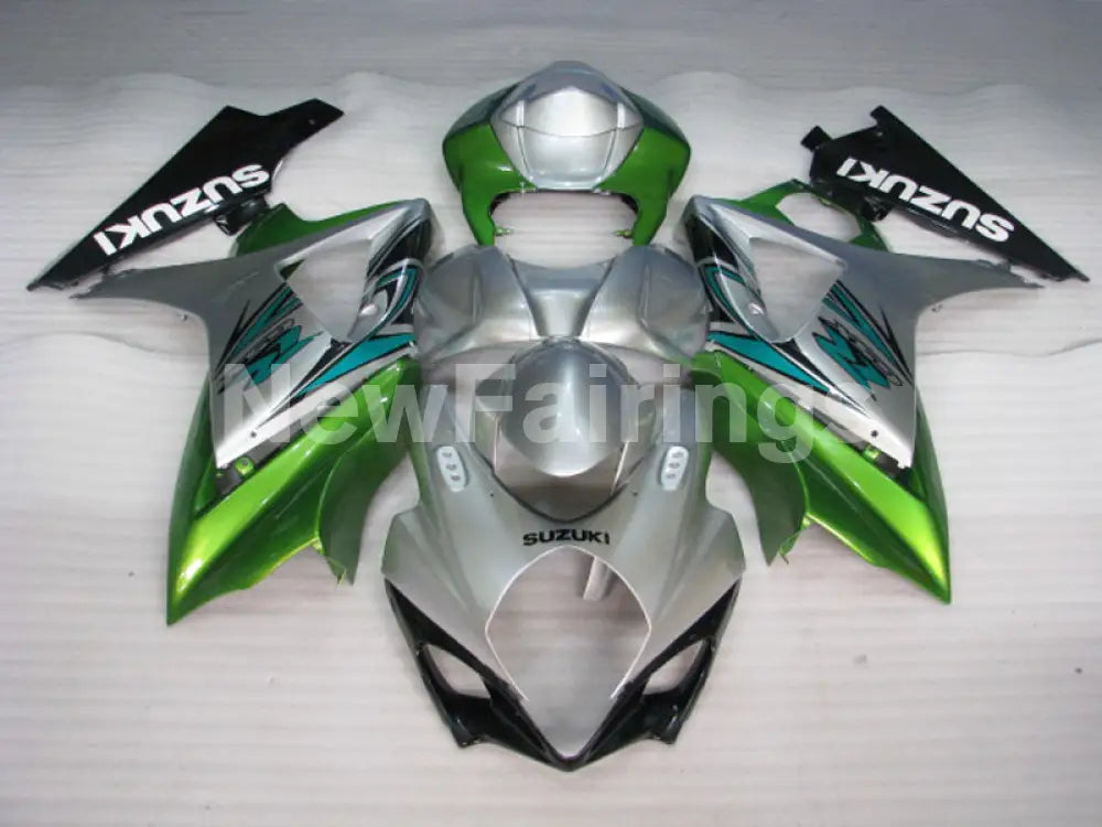 Silver and Green Black Factory Style - GSX-R1000 07-08 Fairing Kit