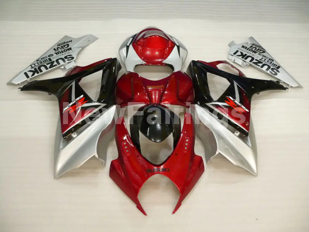 Silver Wine Red and Black Factory Style - GSX-R1000 07-08 Fairing Kit