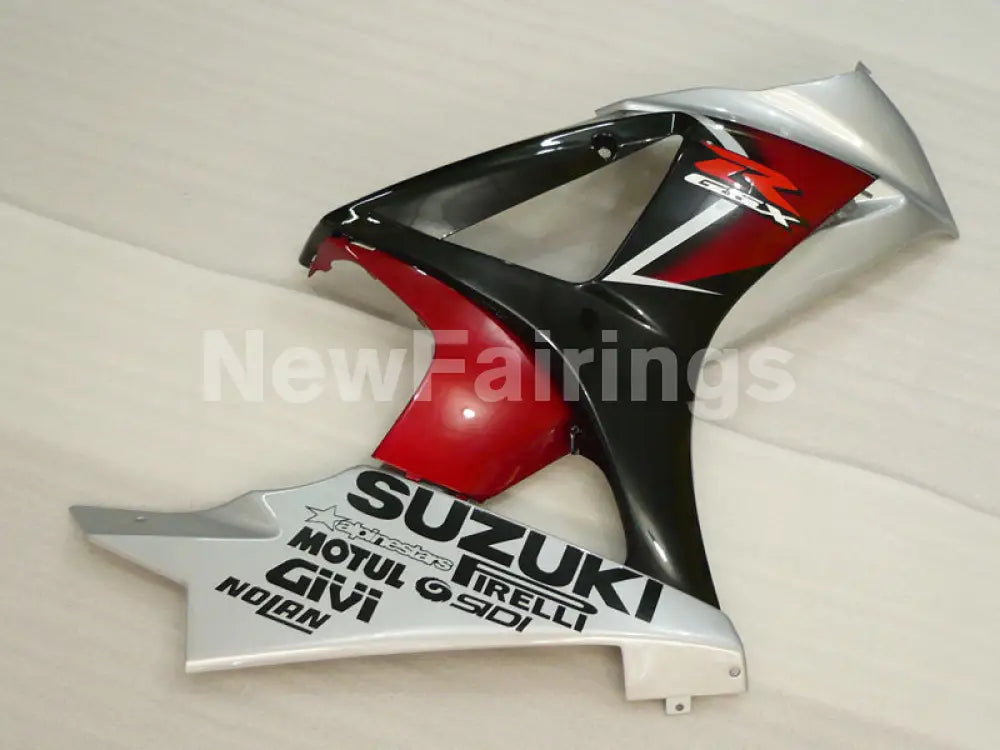 Silver Wine Red and Black Factory Style - GSX-R1000 07-08 Fairing Kit