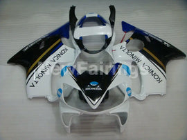 White and Black Blue Konica Minolta - CBR600 F4i 01-03 Fairing Kit