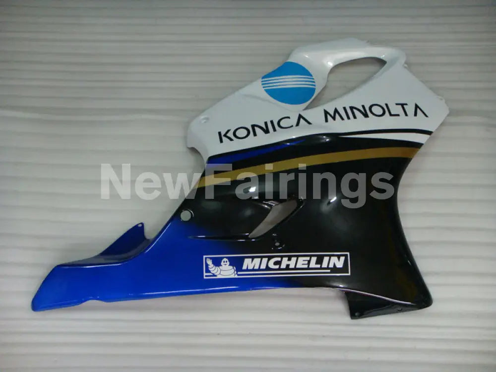 White and Black Blue Konica Minolta - CBR600 F4i 01-03 Fairing Kit