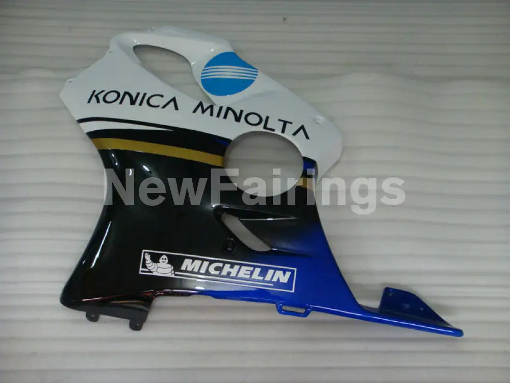 White and Black Blue Konica Minolta - CBR600 F4i 01-03 Fairing Kit