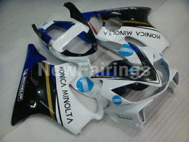 White and Black Blue Konica Minolta - CBR600 F4i 01-03 Fairing Kit