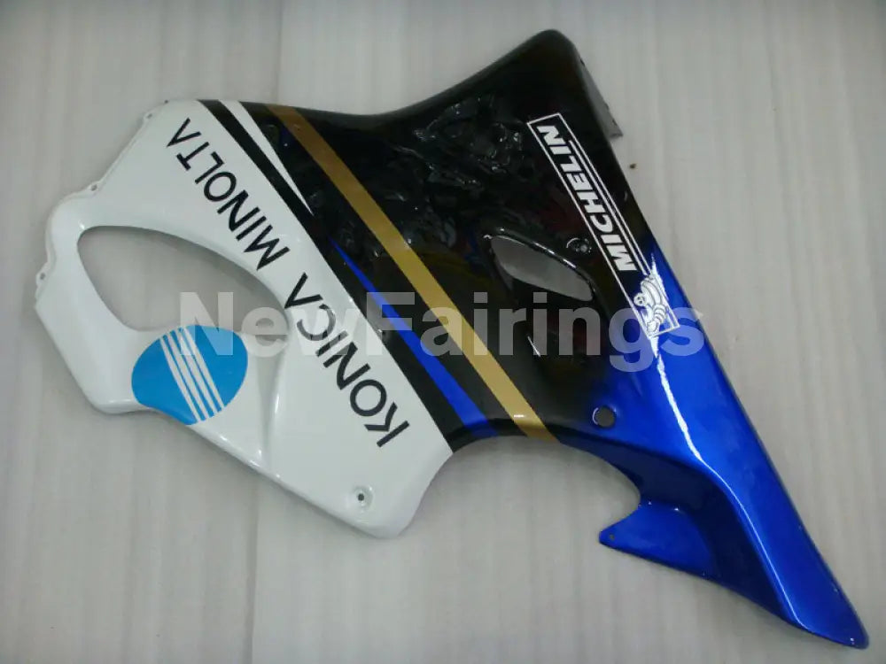 White and Black Blue Konica Minolta - CBR600 F4i 04-06 Fairing Kit