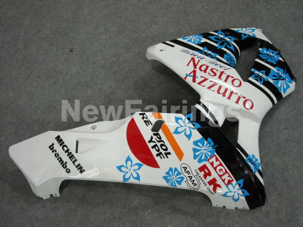 White and Black Blue Nastro Azzurro - CBR600RR 03-04 Fairing Kit