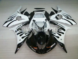 White and Black Flame - YZF-R6 03-04 Fairing Kit