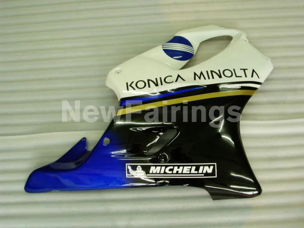 White and Blue Black Konica Minolta - CBR600 F4i 01-03 Fairing Kit