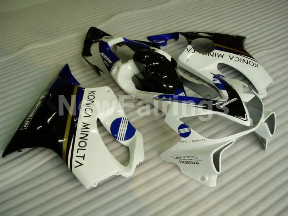 White and Blue Black Konica Minolta - CBR600 F4i 01-03 Fairing Kit