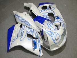 White and Blue Flame - GSX-R600 96-00 Fairing Kit