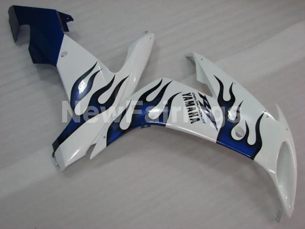 White and Blue Flame - YZF-R1 04-06 Fairing Kit