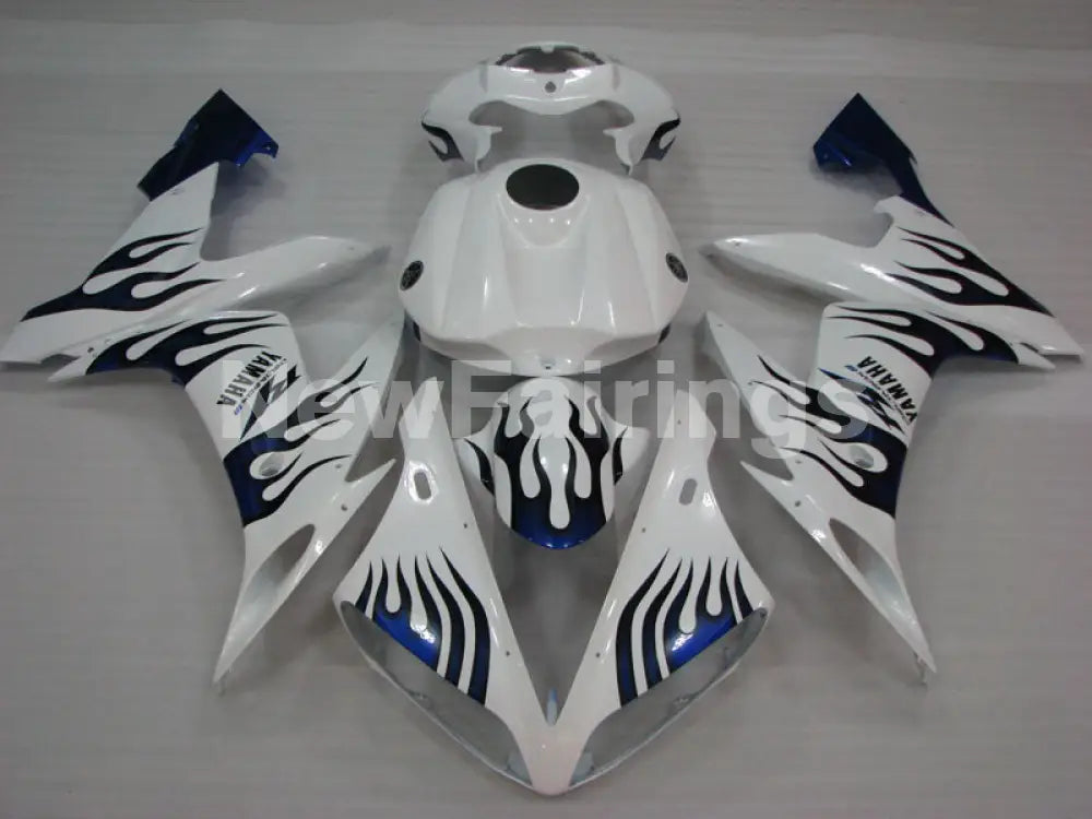 White and Blue Flame - YZF-R1 04-06 Fairing Kit