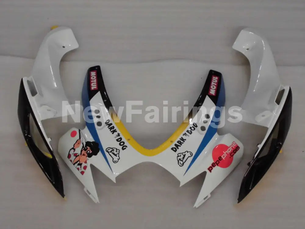 White and Blue Red Dark Dog - GSX-R600 06-07 Fairing Kit