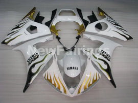 White and Gold Flame - YZF-R6 05 Fairing Kit