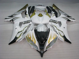 White and Golden Flame - YZF-R6 08-16 Fairing Kit