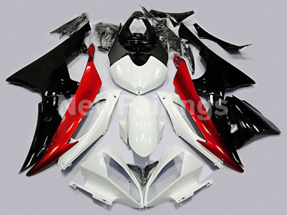 White and Red Black No decals - YZF-R6 08-16 Fairing Kit
