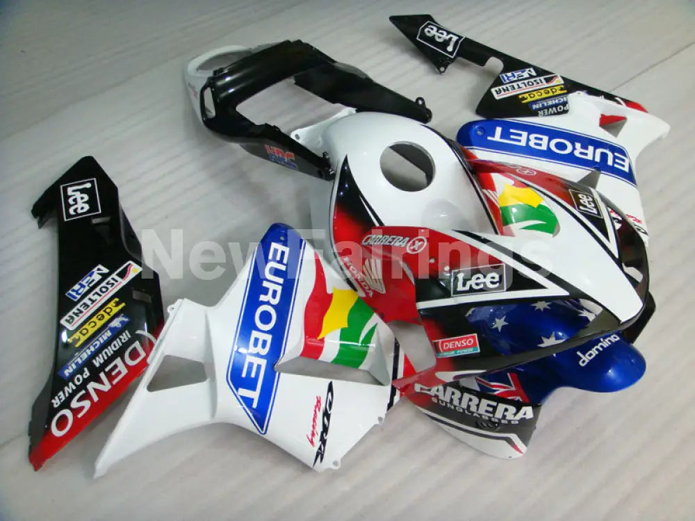 White and Red Blue Lee - CBR600RR 03-04 Fairing Kit
