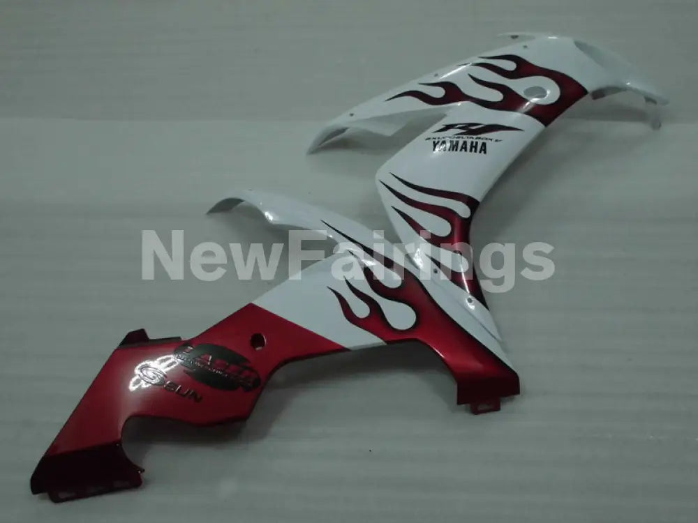 White and Red Flame - YZF-R1 04-06 Fairing Kit