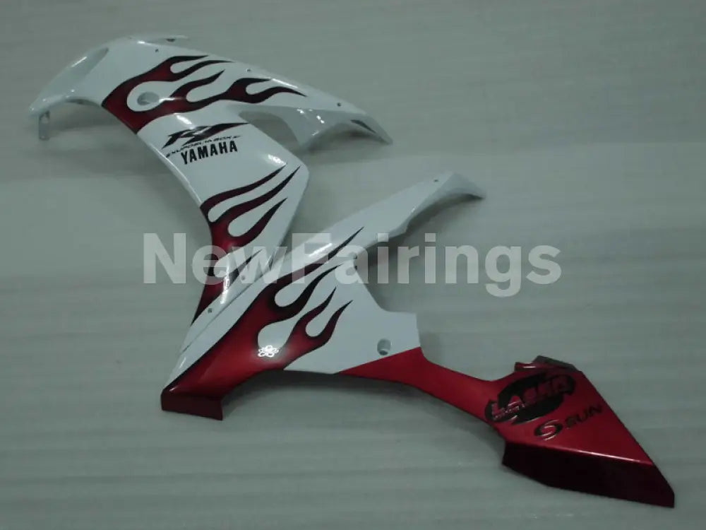 White and Red Flame - YZF-R1 04-06 Fairing Kit