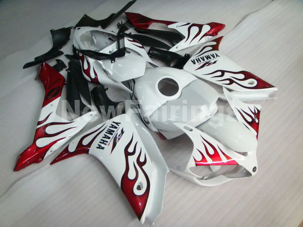 White and Red Flame - YZF-R1 07-08 Fairing Kit