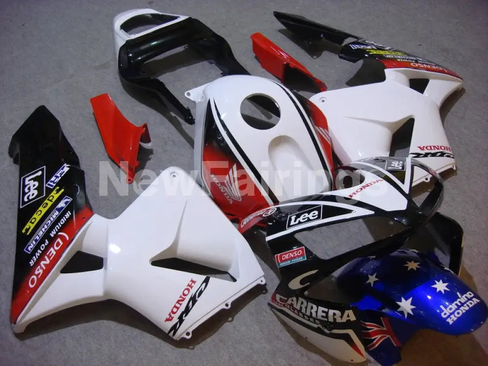 White and Red Lee - CBR600RR 03-04 Fairing Kit