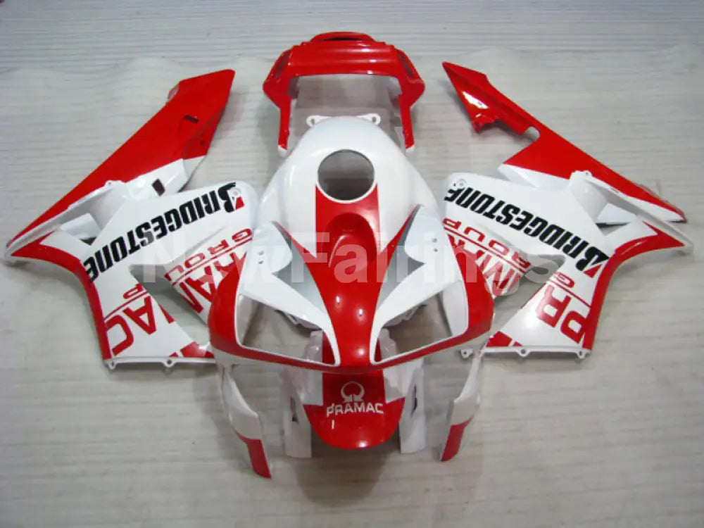 White and Red PRAMAC - CBR600RR 03-04 Fairing Kit