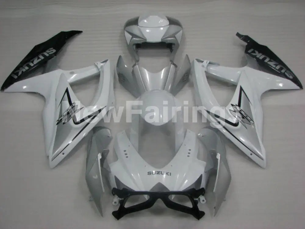 White and Silver Black Factory Style - GSX-R600 08-10 Fairing Kit