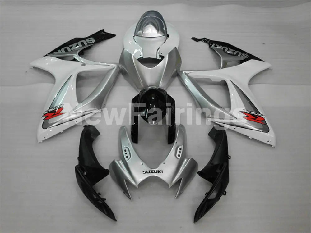 White and Silver Black Factory Style - GSX-R750 06-07 Fairing Kit