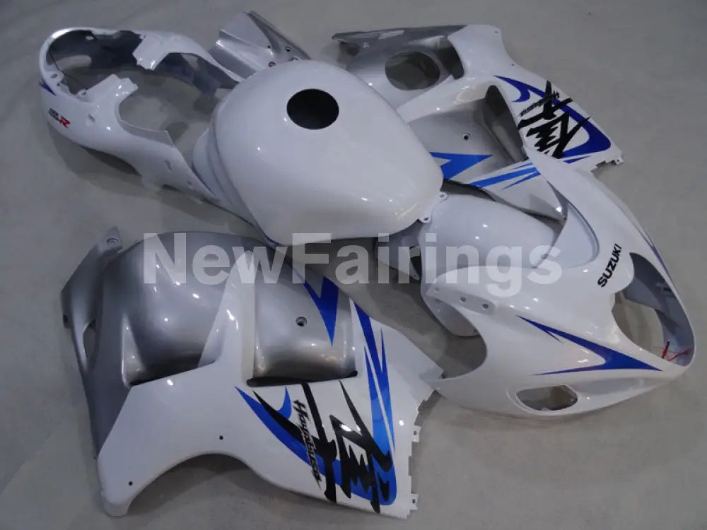 White and Silver Blue Factory Style - GSX1300R Hayabusa 99-07 Fairing Kit