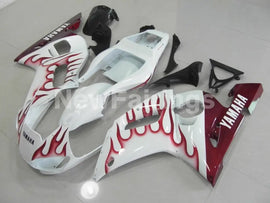 White and Wine Red Flame - YZF-R6 98-02 Fairing Kit